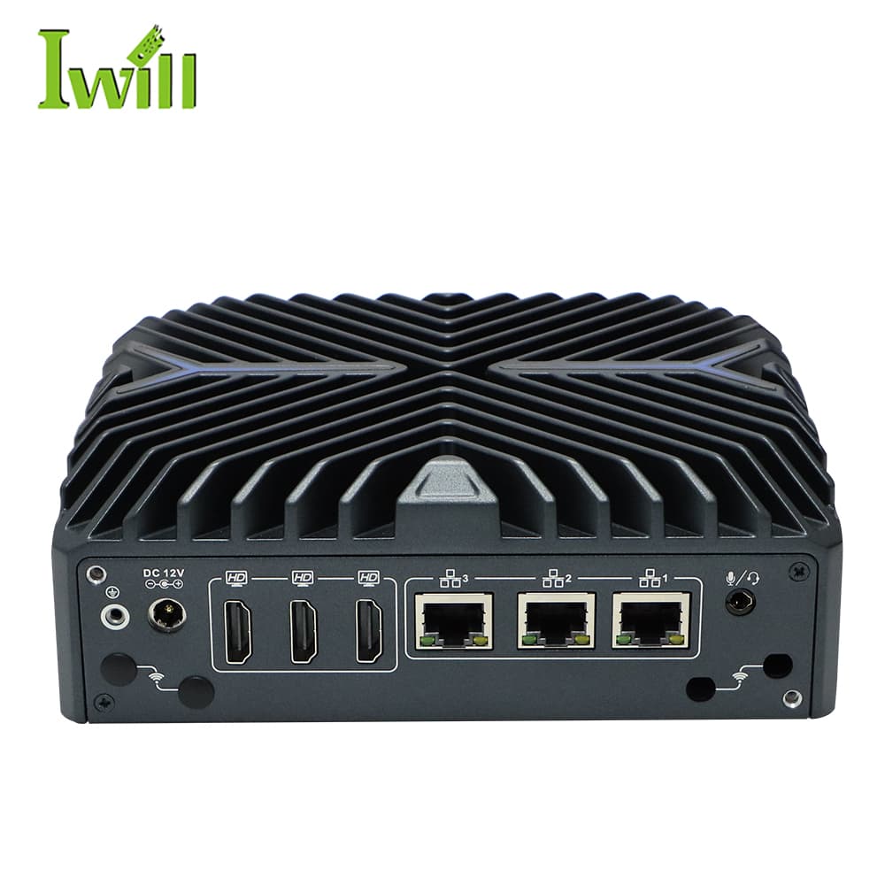 IWILL N3322 fanless Digital Signage player with 3× HDMI 4K outputs